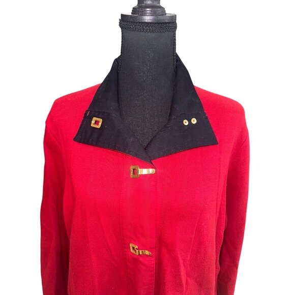 Lauren Ralph Lauren Red Cotton Jacket W/Gold Buckle Plus Size 1X Preppy Academic - Picture 2 of 13